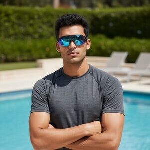 Foster Grant IRONMAN iRoflex Sport Sunglasses | Blue Mirror | NWT